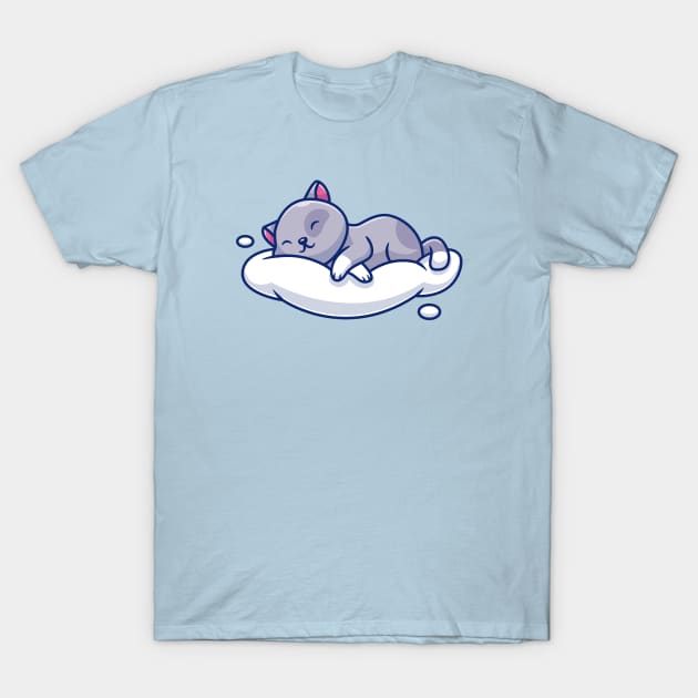 Cute Cat Sleeping On The Cloud T-Shirt by Catalyst Labs